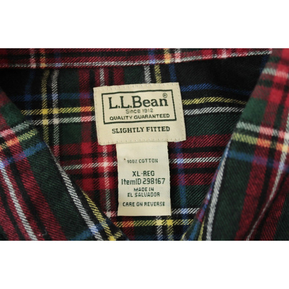 LL Bean Flannel Tartan Plaid Button Down Shirt Men XL Reg 100% Cotton Multicolor - Picture 8 of 11